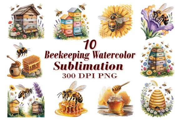 Beekeeping Watercolor Sublimation PNG: A Designer's Sweet Asset