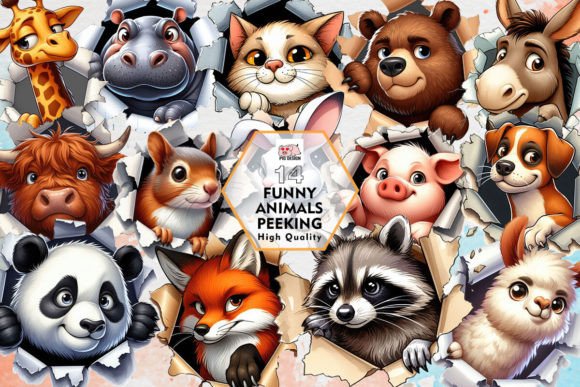 Charming Animal Peeking Clipart for Playful Designs