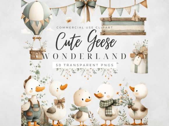 Charming Duck & Goose Watercolor Clipart for Farm Designs