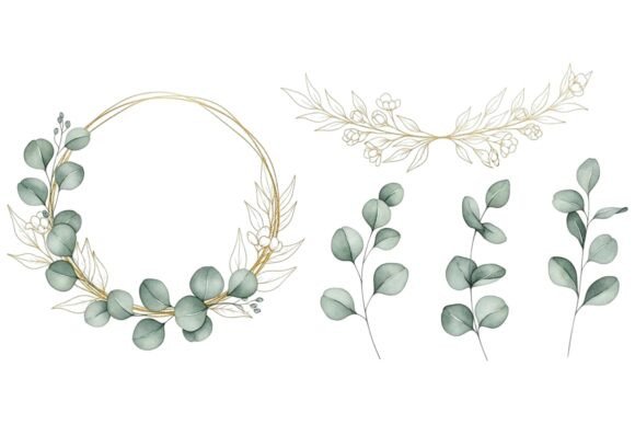 Elegant Gold Eucalyptus Wreath Floral Set for Designers