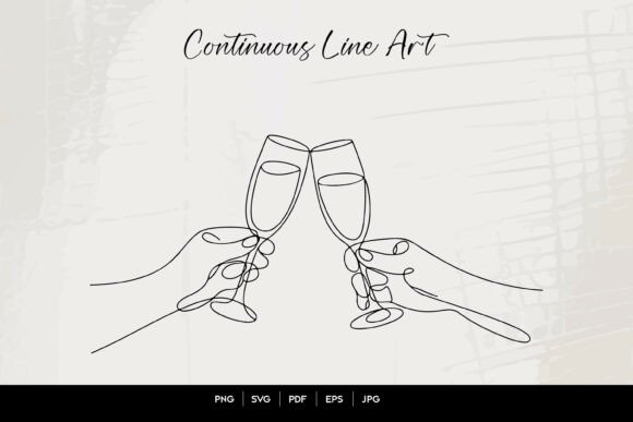 Elevate Celebratory Designs with a Cheers Glasses Line Art SVG