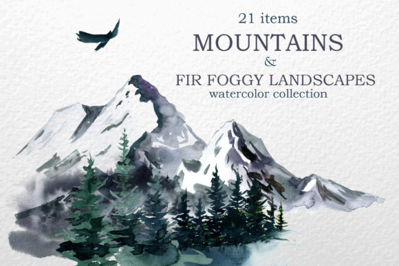 Elevate Your Designs with Watercolor Mountain Clipart