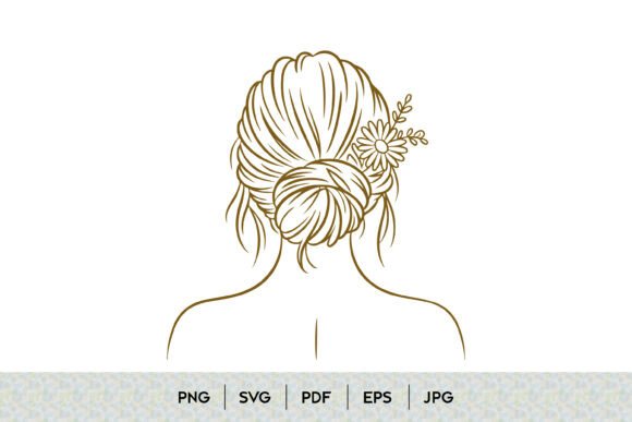 Floral Bun Hairstyle Line Art: A Designer's Essential Asset