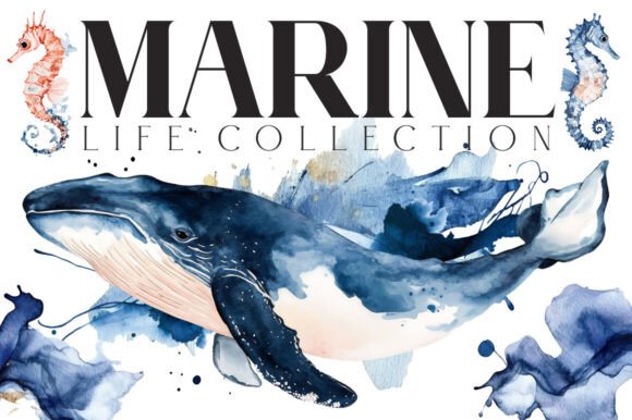 Marine Life Watercolor: A Design Asset for Oceanic Creativity