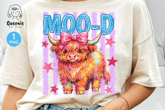 Moo-D Highland Cow: A Retro Summer Design Asset