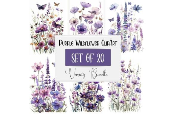 Purple Watercolor Wildflower Clipart: Elevate Your Design Projects