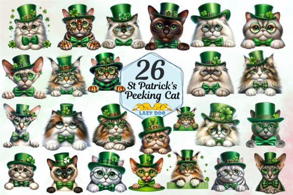 St Patrick’s Day Peeking Cats Clipart: A Designer’s Delight