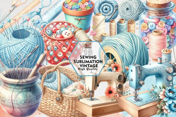 Sublimated Vintage Sewing Clipart: A Design Staple