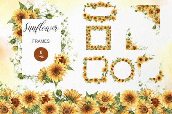 Sunflower Frame: A Hand-Drawn Collection for Elegant Design