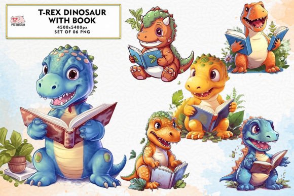 T-rex Dinosaur with Book Sublimation: A Designer's Creative Asset