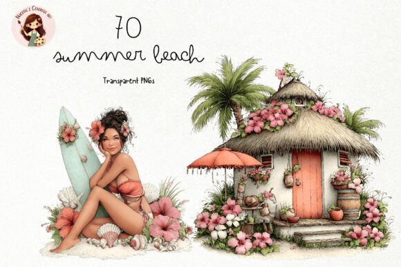 Watercolor Tropical Beach PNG Clipart for Vibrant Designs